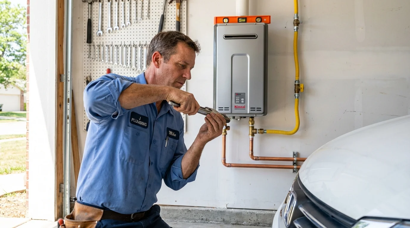 Tankless water heater installation by a Johns Plumbing LLC plumber in Brunswick